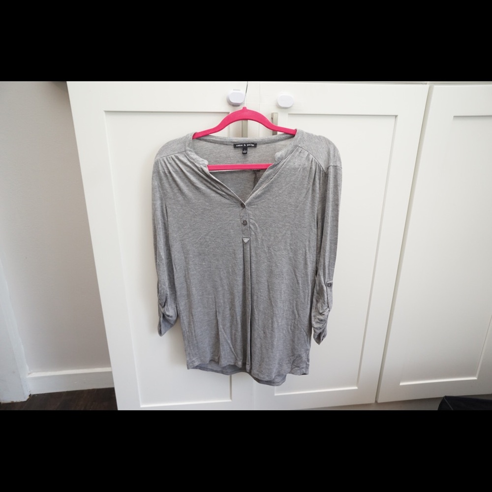 3/4 sleeve knit gray blouse